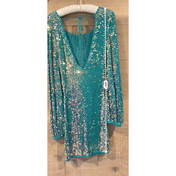 NEW retrofete Tara Dress in Aquamarine SEQUIN mini size XS/S - Picture 5 of 8